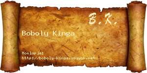 Boboly Kinga névjegykártya